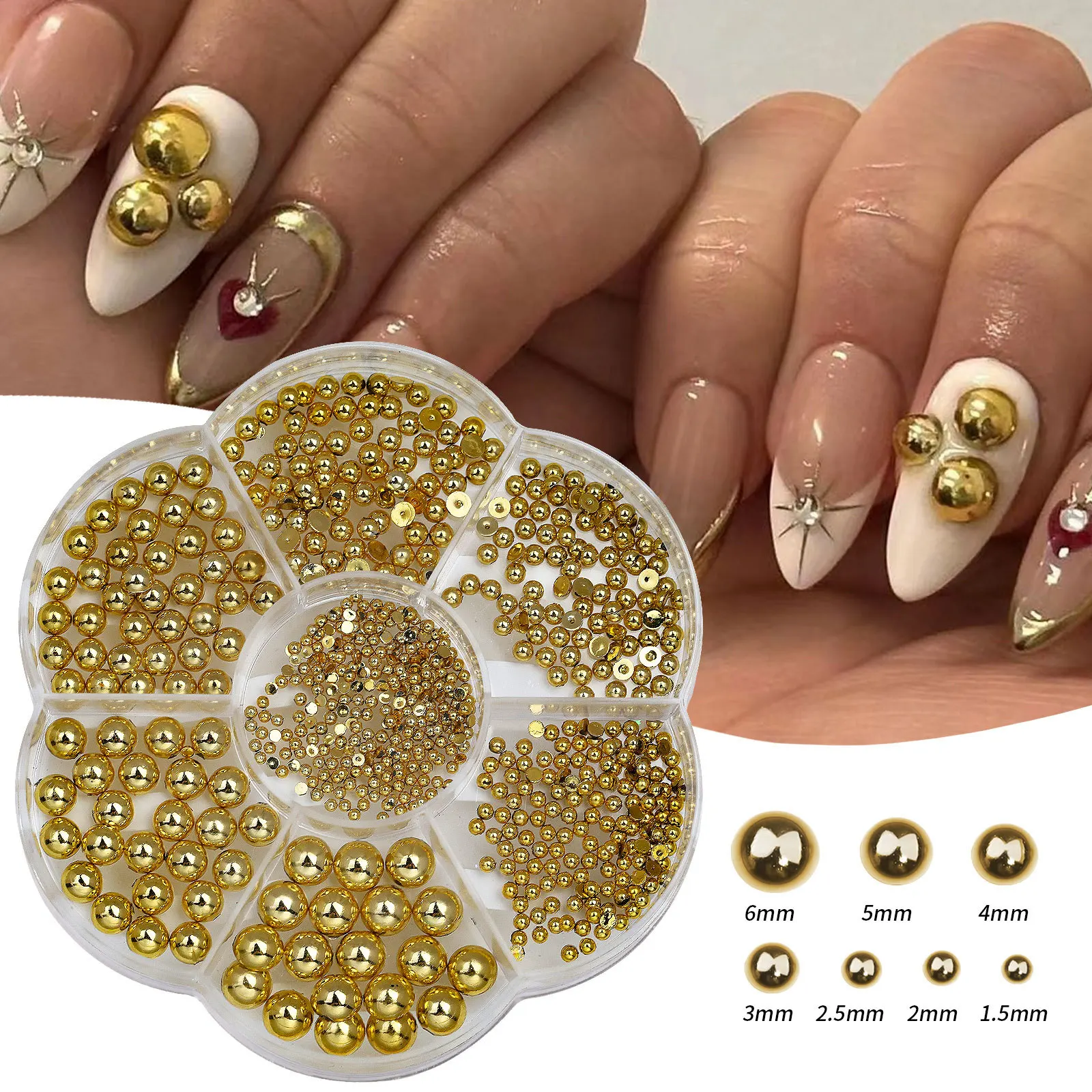 Luxury Boxed Half Round AB Pearls 7 Grids Multi-size Colorful Flat Bottom Resin Nail Art Accessories DIY Nail Charms Luxury Boxed Half Round AB Pearls 7 Grids Multi-size Colorful Flat Bottom Resin Nail Art Accessories DIY Nail Charms - Image 1