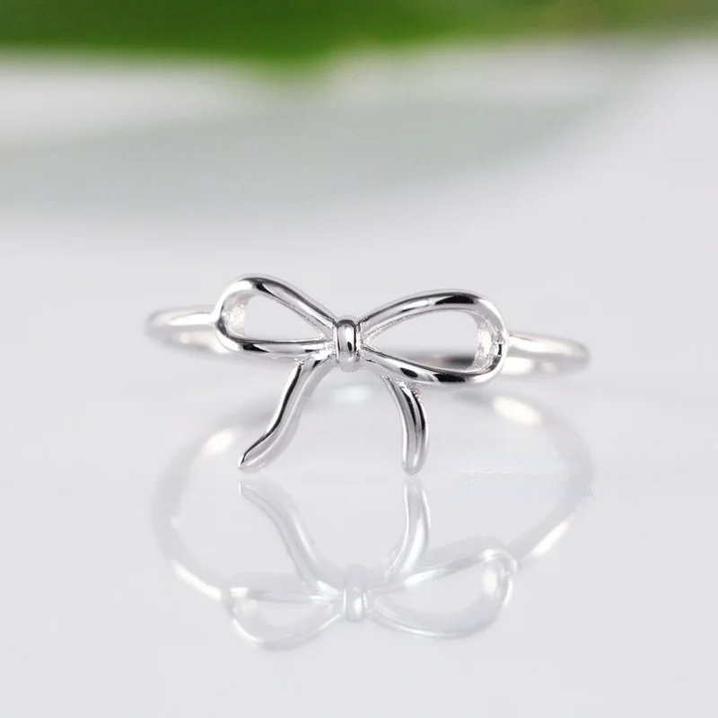 Luxury Fashionable Minimalist Bow Finger Silver Color Ring for Women Trendy Brand Design Party Fashion Girlfriend Gifts - Image 1