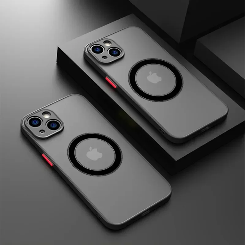 Luxury Matte Armor Magnetic For Magsafe Wireless Charge Case For iPhone 15 16 14 13 11 12 Pro Max Mini Plus XS X XR Cover funda Luxury Matte Armor Magnetic For Magsafe Wireless Charge Case For iPhone 15 16 14 13 11 12 Pro Max Mini Plus XS X XR Cover funda - Image 1