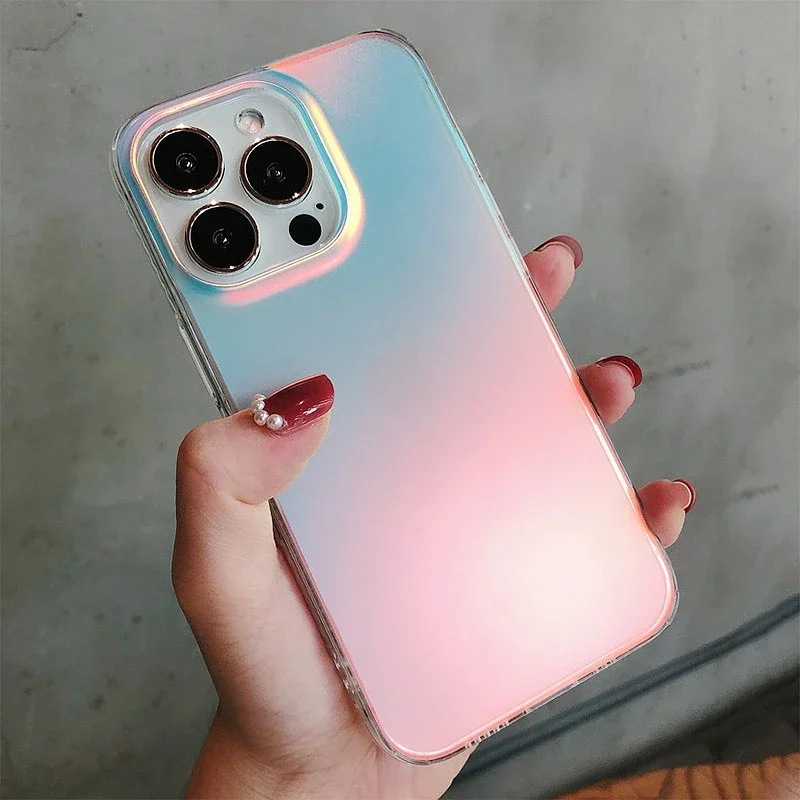 Luxury Matte Transparent Phone Case For iPhone 11 12 13 14 15 16 Pro Max XS X XR Plus Laser Bumper Back Cover Luxury Matte Transparent Phone Case For iPhone 11 12 13 14 15 16 Pro Max XS X XR Plus Laser Bumper Back Cover - Image 1