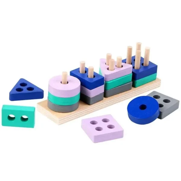 Montessori Toy Wooden Building Blocks Early Learning Educational Toys Color Shape Match Kids Puzzle Toys for Children Boys Girls Montessori Toy Wooden Building Blocks Early Learning Educational Toys Color Shape Match Kids Puzzle Toys for Children Boys Girls - Image 1