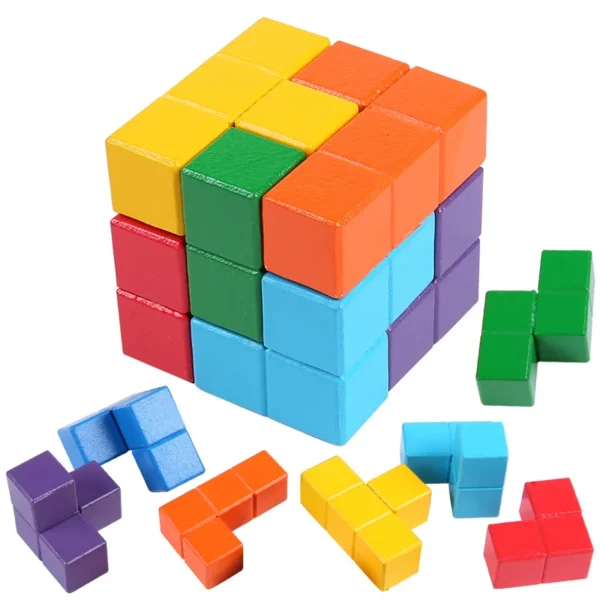 NEW 3D Wooden Children Early Educational Soma Cube Toys Montessori Puzzle Games Brain Challenge Game Sensory Toys for Kids NEW 3D Wooden Children Early Educational Soma Cube Toys Montessori Puzzle Games Brain Challenge Game Sensory Toys for Kids - Image 1