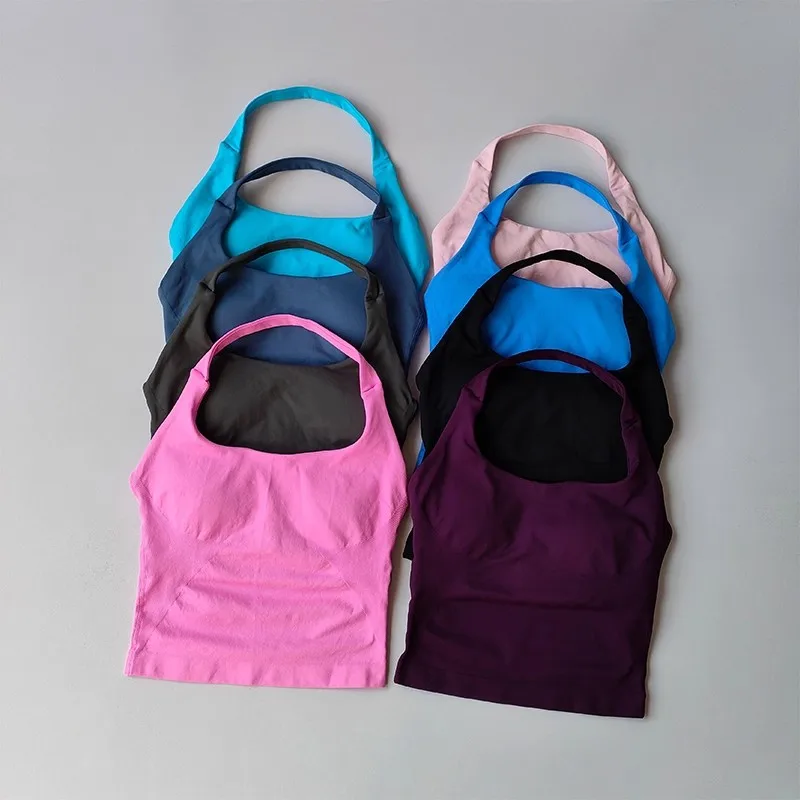 Neck Halter Shockproof Sport Longline Strappy Top Halterneck Vest Medium Support Yoga Gym Workout Seamless Fitness Sport Bra Neck Halter Shockproof Sport Longline Strappy Top Halterneck Vest Medium Support Yoga Gym Workout Seamless Fitness Sport Bra - Image 1