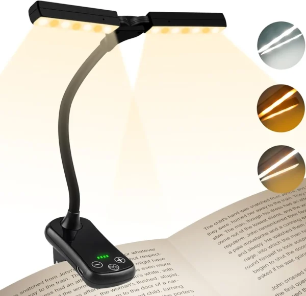 New 3 Colors 8 Brightness 14 LED Clip On Book Light Usb Rechargeable Night Light Portable Reading Light Book Lamp Mini Desk Lamp - Image 1