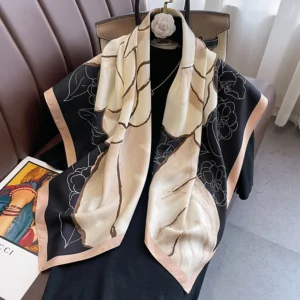 New 30 Colors Twill Silk Scarf Women 90cm Square Hijab Shawls And Wraps Female Foulard Headkerchief Elegant Floral Lady Bandana