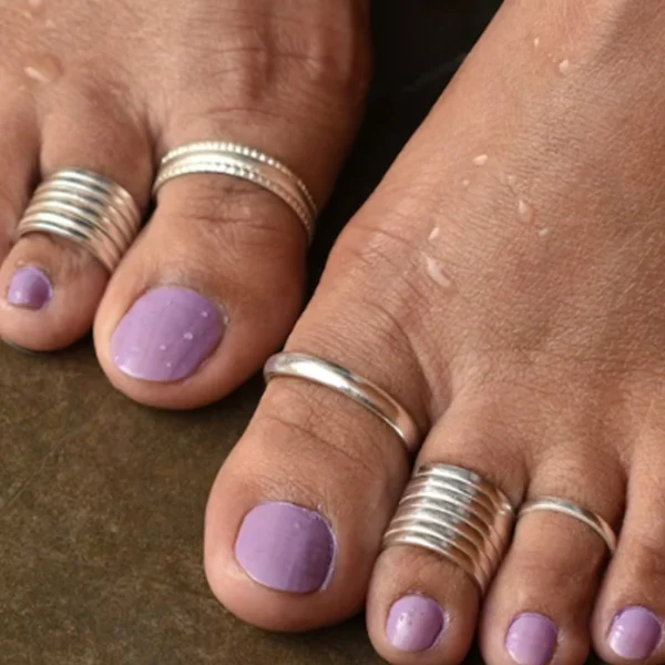 New 5 Pcs Silver Color Adjustable Toe Rings Set Simple Opening Toe Ring for Women Punk Summer Beach Fashion Jewelry Gifts - Image 1