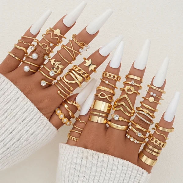 New Fashion Geometric Knuckle Rings Set For Women Boho Butterfly Heart Zircon Gold Color Finger Ring Trendy Party Jewelry Gifts New Fashion Geometric Knuckle Rings Set For Women Boho Butterfly Heart Zircon Gold Color Finger Ring Trendy Party Jewelry Gifts - Image 1