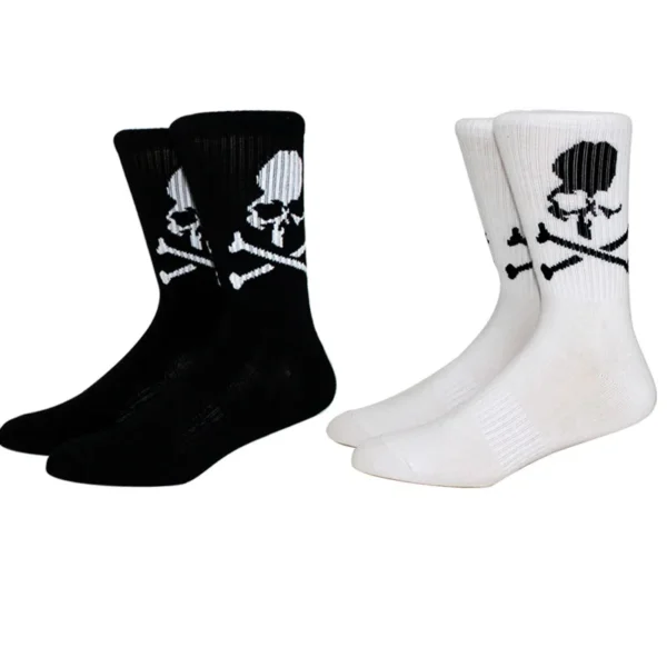 New Fashion Men Socks Cotton White Black Socks Women skateboard socks creative Halloween bone Long Socks Basketball Socks - Image 1