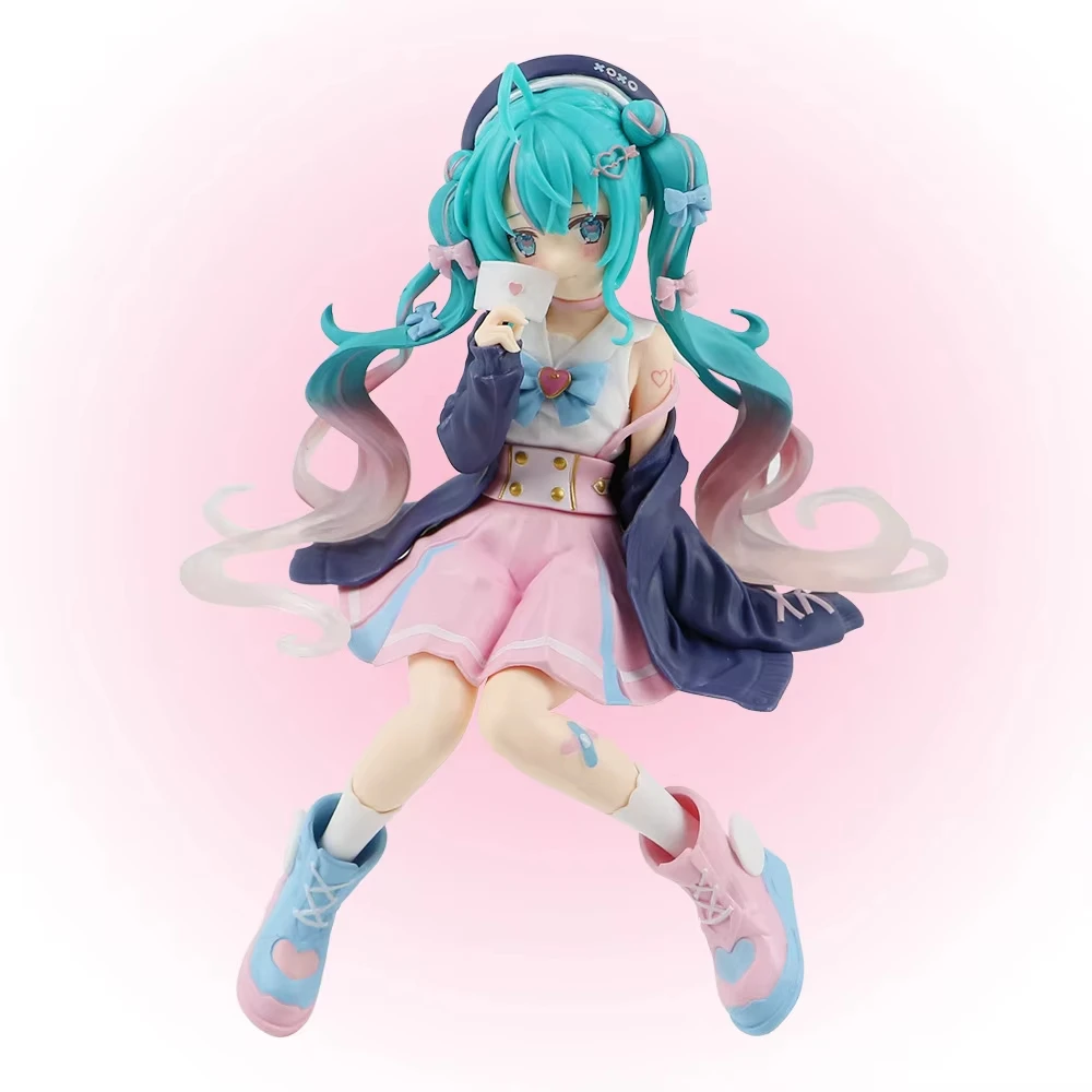 New Hatsune Miku Anime figure Pink sakura sitting position PVC Action figure model toy decoration collect gifts New Hatsune Miku Anime figure Pink sakura sitting position PVC Action figure model toy decoration collect gifts - Image 1