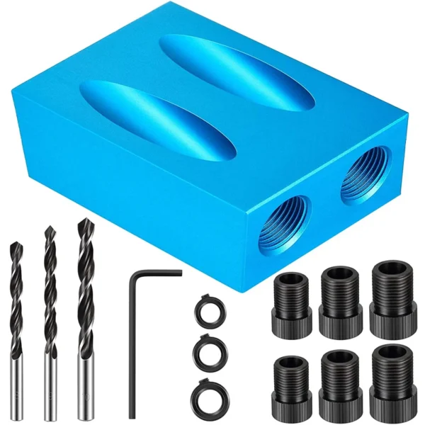 New Pocket Hole Jig Kit 15 Degree Angle Drill Guide Set Woodworking Oblique Hole Locator Drill Bits Hole DIY Carpentry Tools New Pocket Hole Jig Kit 15 Degree Angle Drill Guide Set Woodworking Oblique Hole Locator Drill Bits Hole DIY Carpentry Tools - Image 1