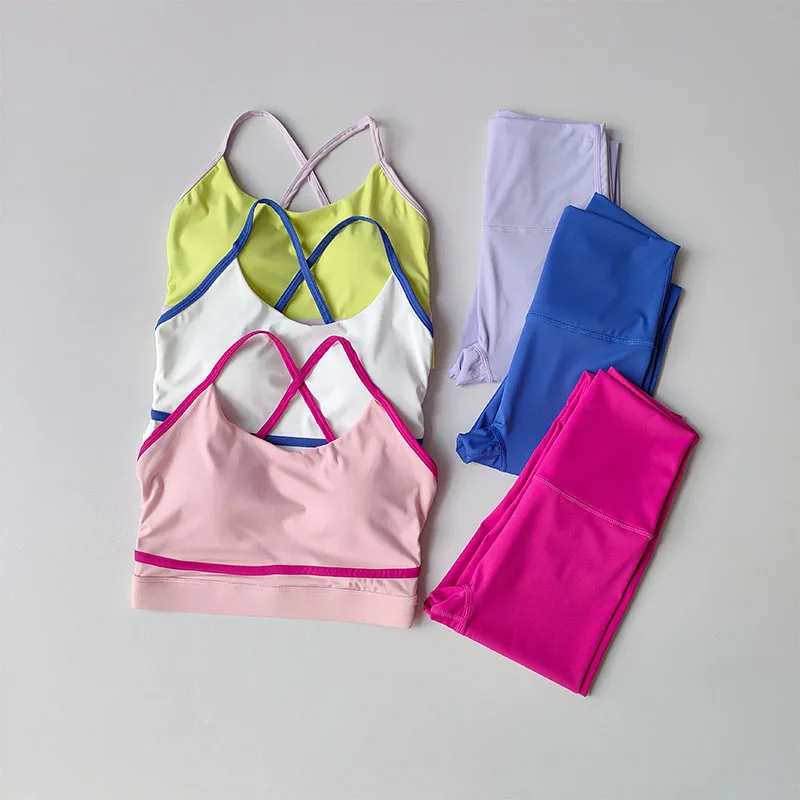 New Yoga Outfit Set Women's Fashionable Fitness Suit 2PCS Set Yoga Running Leggings Sports Bras Shorts Sportswear Clothing Suit New Yoga Outfit Set Women's Fashionable Fitness Suit 2PCS Set Yoga Running Leggings Sports Bras Shorts Sportswear Clothing Suit - Image 1