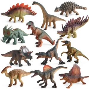 Oenux 12PCS Jurassic Dinosaur Set Velociraptor Stegosaurus Spinosaurus T-Rex Model Action Figures PVC Collection Kids Toy Gift