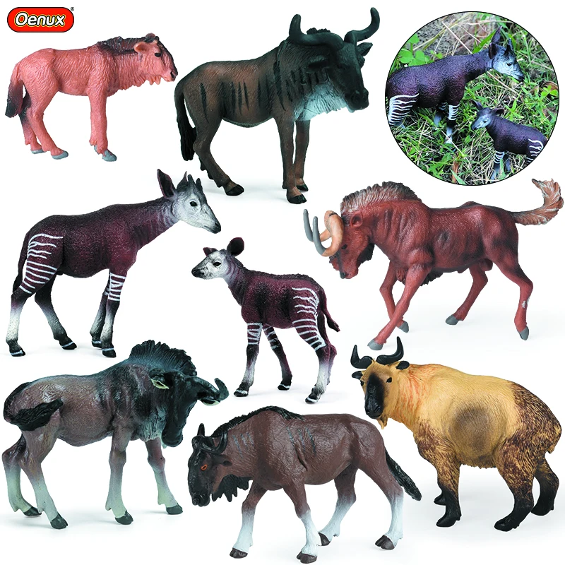 Oenux Classic Wild African Animals Simulation Okapi Wildebeest Action Figure Figurines PVC Model Education School Kid Toys Gift Oenux Classic Wild African Animals Simulation Okapi Wildebeest Action Figure Figurines PVC Model Education School Kid Toys Gift - Image 1