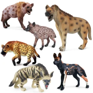 Oenux Classic Wild African Animals Simulation Tiger Hyaenidae Action Figure Figurines PVC Model Education School Kid Toys