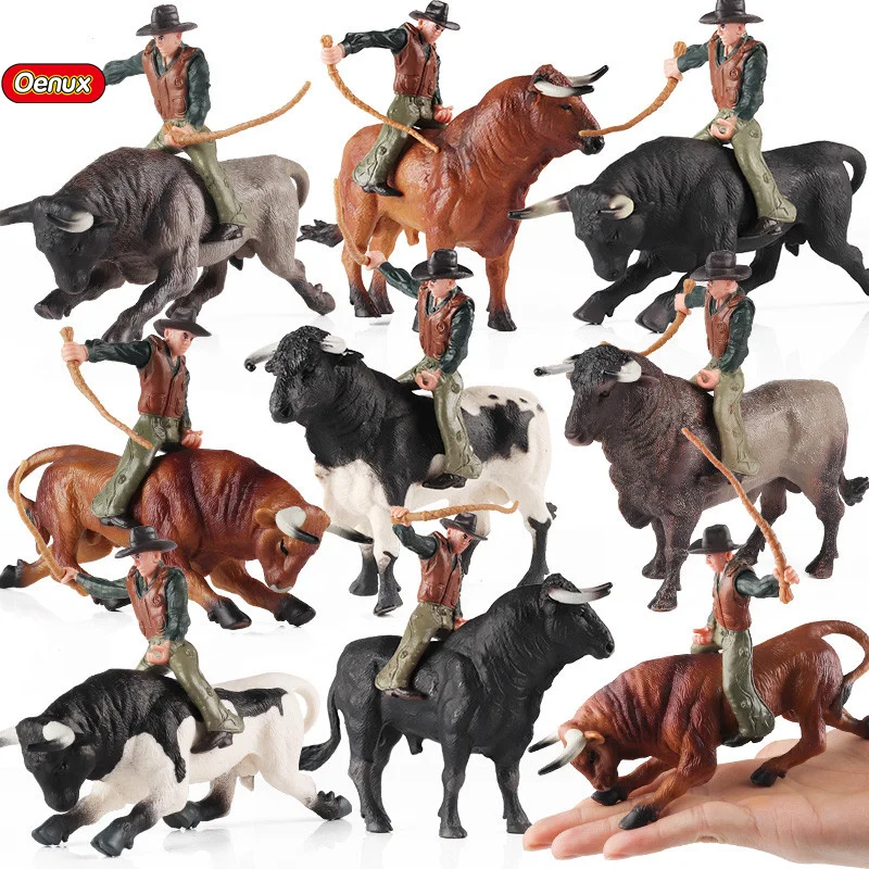 Oenux Farm Animals Bullfighting Cowboy Simulation Poultry Cattle Calf Bull OX Action Figures Collection Pvc Model Toy Kids Gift Oenux Farm Animals Bullfighting Cowboy Simulation Poultry Cattle Calf Bull OX Action Figures Collection Pvc Model Toy Kids Gift - Image 1