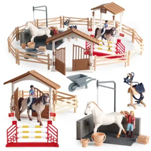 Oenux Farm Horse Race Model Action Figures DIY Equestrianism Horseman Animals Figurine Cute Education Collection Kids Toy Gift