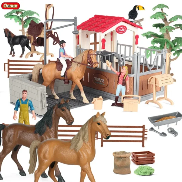 Oenux Farm Stable House Model Action Figures Emulational Horseman Horse Animals Playset Figurine Cute Educational Kids Toy Gift Oenux Farm Stable House Model Action Figures Emulational Horseman Horse Animals Playset Figurine Cute Educational Kids Toy Gift - Image 1