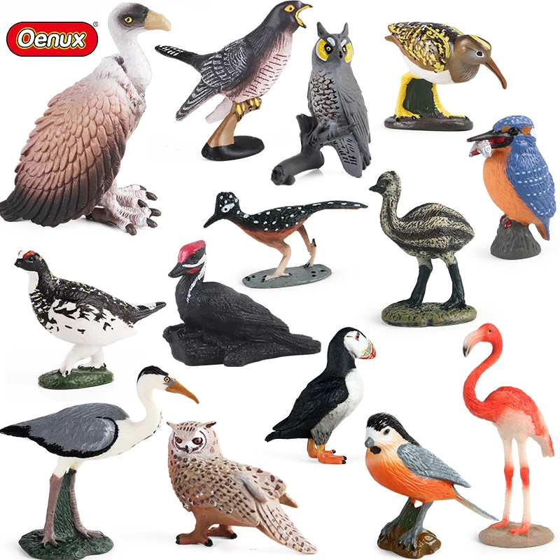 Oenux Forest Bird Animals Wild Ostrich Magpie Owl Crow Flamingos Figurines Action Figure PVC Garden Decoration Miniature Kid Toy Oenux Forest Bird Animals Wild Ostrich Magpie Owl Crow Flamingos Figurines Action Figure PVC Garden Decoration Miniature Kid Toy - Image 1
