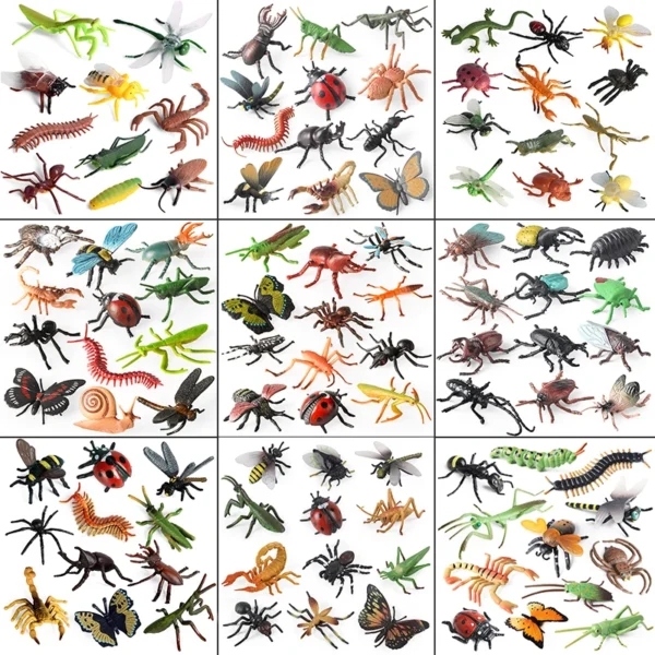 Oenux Insect Animals Model Set Butterfly Dragonfly Bee Beetle Spider Scorpion Mantis Cicada Lizard Garden Miniature Kid Toy Gift - Image 1