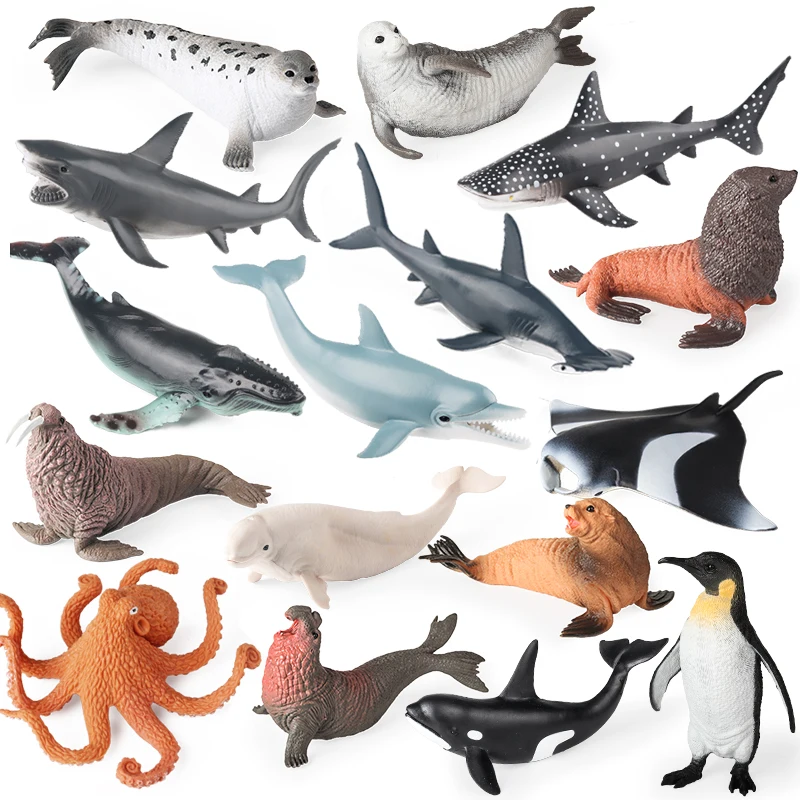 Oenux New Sea Life Seal Sea lion Orcas Blue Whale Shark Megalodon Dolphin Aquarium Ocean Marine Animals Model Kids Toy Gift Oenux New Sea Life Seal Sea lion Orcas Blue Whale Shark Megalodon Dolphin Aquarium Ocean Marine Animals Model Kids Toy Gift - Image 1