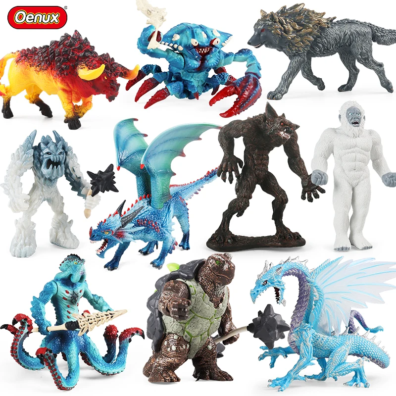Oenux Original Savage Dinosaurs Myth Dragon Animals Model Fire Bull Octopus Monster Crab Action Figures Kids Collection Toy Gift Oenux Original Savage Dinosaurs Myth Dragon Animals Model Fire Bull Octopus Monster Crab Action Figures Kids Collection Toy Gift - Image 1
