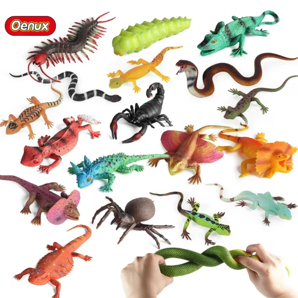 Oenux Reptile Simulation Snake Spider Lizard Insect Animals Model Action Figures Fun Anti Stress Soft TPR Halloween Toy Kid Gift - Image 1