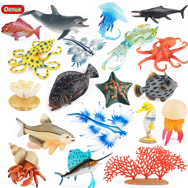 Oenux Sea Life Animals Coral Octopus Nautiloidea Crab Starfish Ocean Model Action Figures Educational Collection Toy Kid Gift Oenux Sea Life Animals Coral Octopus Nautiloidea Crab Starfish Ocean Model Action Figures Educational Collection Toy Kid Gift - Image 1
