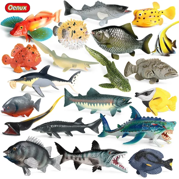 Oenux Sea Life Animals Model Action Figures Ocean Fish Sailfish Bass Grouper Salmon Aquarium Figurines PVC Educational Kids Toy Oenux Sea Life Animals Model Action Figures Ocean Fish Sailfish Bass Grouper Salmon Aquarium Figurines PVC Educational Kids Toy - Image 1