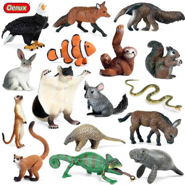 Oenux Simualtion Cute Forest Wild Animals Action Figures Owl Pangolin Manatee Rabbit Model Miniature Cake Toppers Kids Gift Toy - Image 1