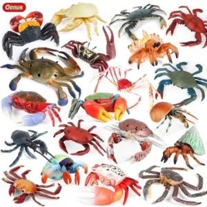 Oenux Simulation Ocean Sea Life Animals Model Lovely Crab Action Figures Toy Cake Toppers Collection Jouet Kids Education Gift