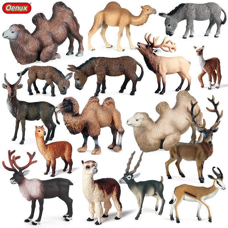 Oenux Simulation Wild Animals Toy Desert Camel Donkey Alpaca Antelope Elk Deer Model Action Figures PVC Decoration Kids Gift Oenux Simulation Wild Animals Toy Desert Camel Donkey Alpaca Antelope Elk Deer Model Action Figures PVC Decoration Kids Gift - Image 1