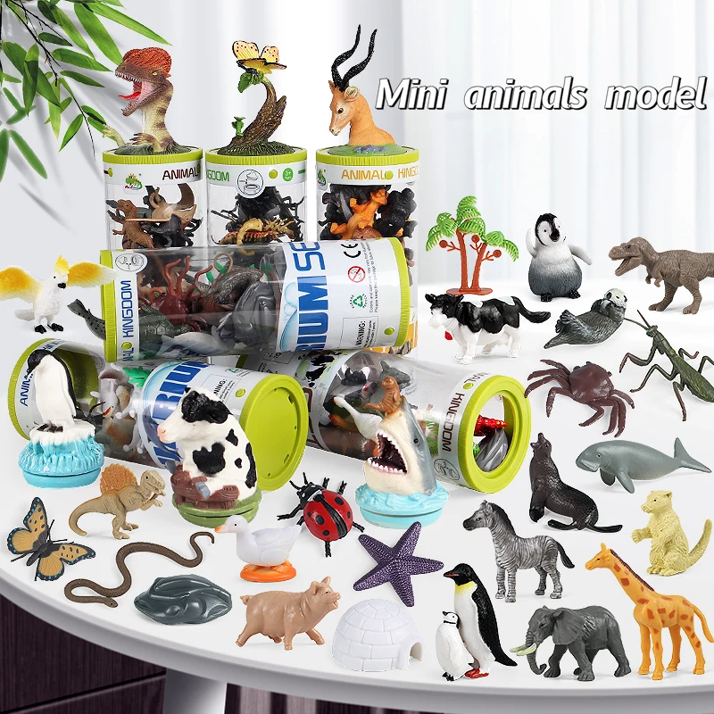 Oenux Zoo Animals Model Lion Shark Bee T-REX Penguin Cow Horse Hen Action Figures Cute Education Miniature Playset Kid Toy Gift Oenux Zoo Animals Model Lion Shark Bee T-REX Penguin Cow Horse Hen Action Figures Cute Education Miniature Playset Kid Toy Gift - Image 1
