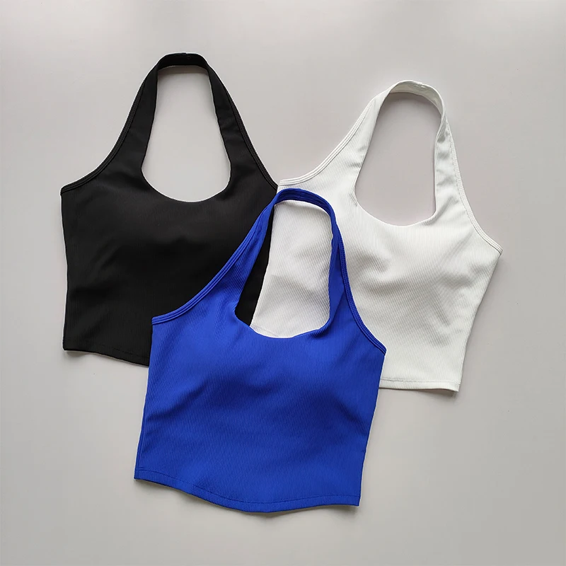 One Piece Cup 2023 Summer New Sports Bra Women's Shockproof Running Gathering Bra Hanging Neck Back Fitness Tank Top One Piece Cup 2023 Summer New Sports Bra Women's Shockproof Running Gathering Bra Hanging Neck Back Fitness Tank Top - Image 1