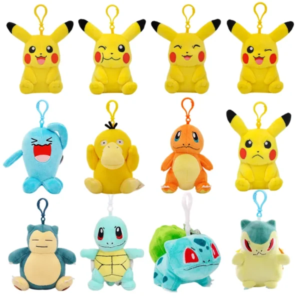 Original Pokemon Plush Keychain Cartoon Toys Pikachu Charmander Psyduck Squirtle Snorlax Wobbuffet Doll Kids Kawai Toy Gift - Image 1