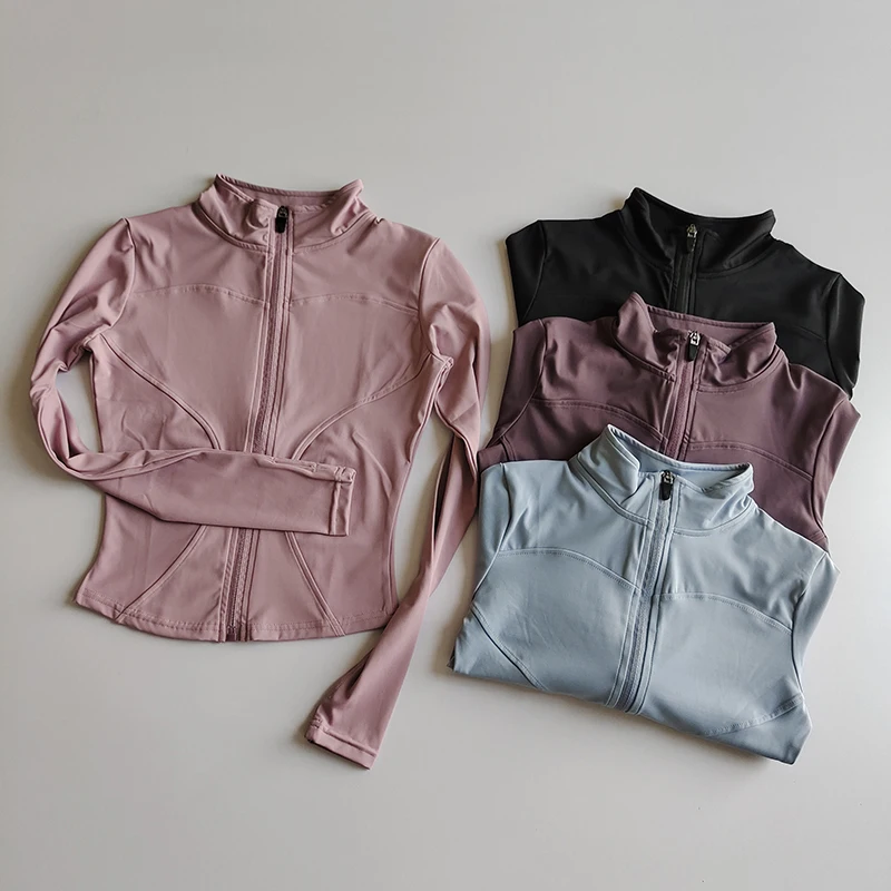 Outdoor Sports Long Sleeved Women Slim Yoga Clothes Quick Dry Zipper Cardigan Stand Up Collar Jacket Running Fitness Jacket Top Outdoor Sports Long Sleeved Women Slim Yoga Clothes Quick Dry Zipper Cardigan Stand Up Collar Jacket Running Fitness Jacket Top - Image 1