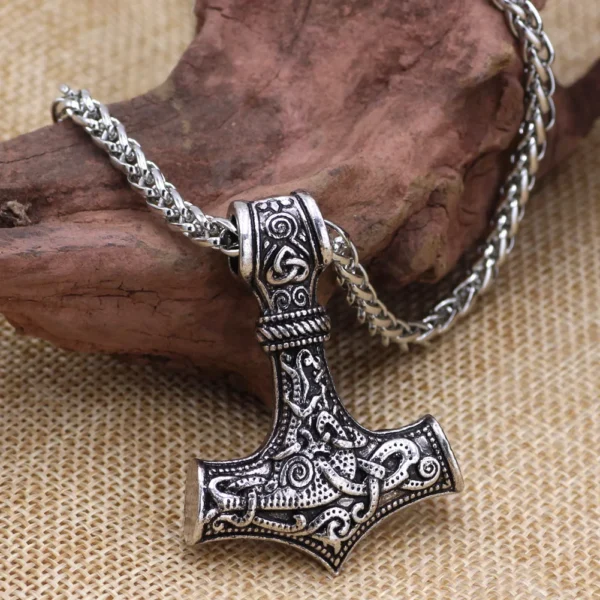 Punk Necklace for Men Thor Hammer Mjolnir Viking Amulet Hammer Scandinavian Pendant Norse Jewelry Metal Chain Pendant Jewelry - Image 1