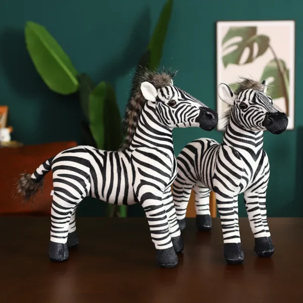 Real Life Standing Zebra Stuffed Animal Plush Toy Simulation Zebra Doll Photography Props Christmas Birthday Gifts for Children - Image 1