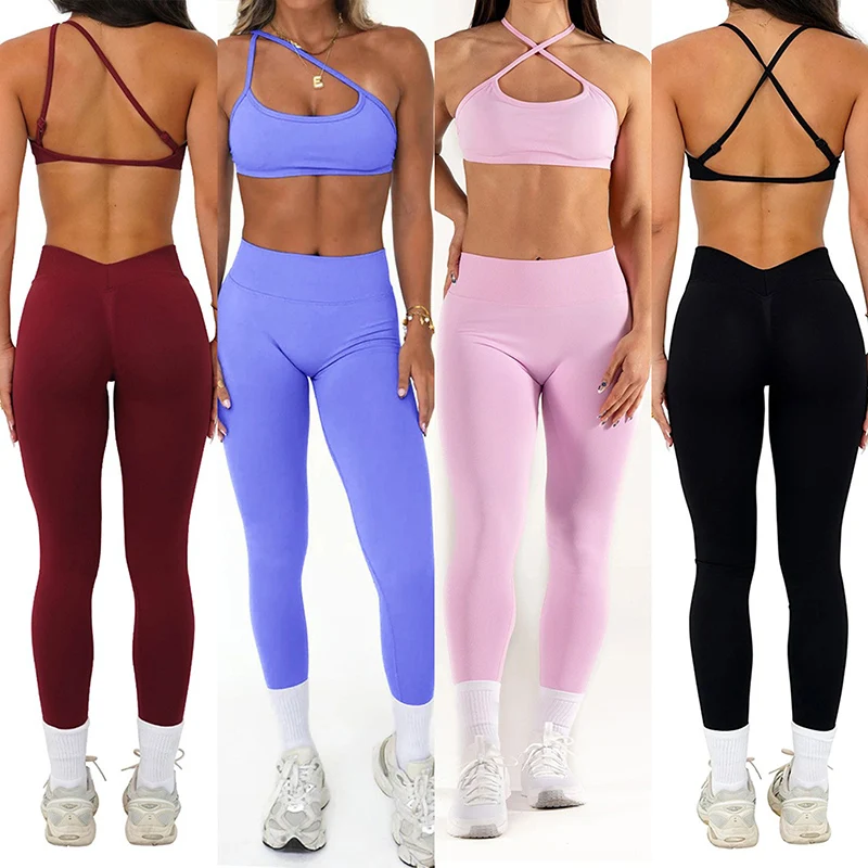 Seamless Back Push-up Sports Bra Women Quick-drying Butt Lifting Yoga Pants Peach Leggings Training and Fitness Two-piece Set Seamless Back Push-up Sports Bra Women Quick-drying Butt Lifting Yoga Pants Peach Leggings Training and Fitness Two-piece Set - Image 1