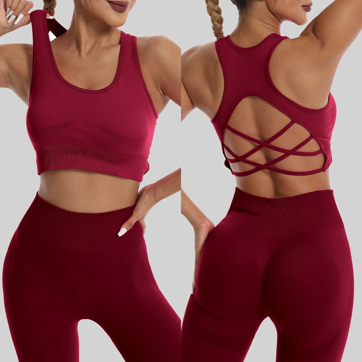 Seamless High Waist Leggings Tracksuit for Women, Yoga Sets, Sportswear, Workout, Sports Bra, Gym Clothing Seamless High Waist Leggings Tracksuit for Women, Yoga Sets, Sportswear, Workout, Sports Bra, Gym Clothing - Image 1