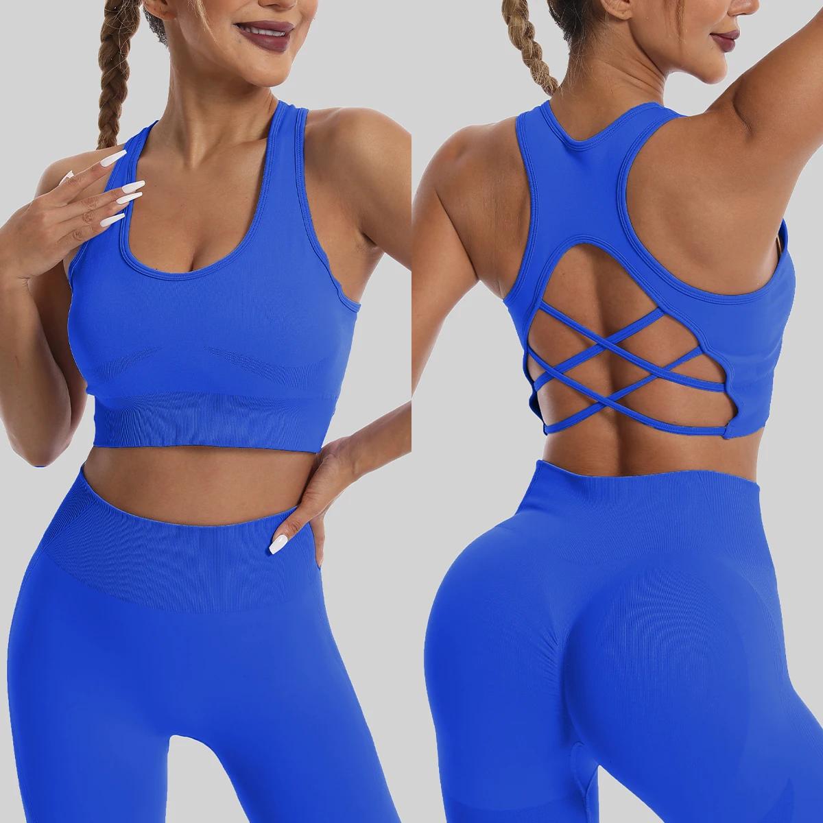 Seamless High Waist Leggings Tracksuit for Women, Yoga Sets, Sportswear, Workout, Sports Bra, Gym Clothing Seamless High Waist Leggings Tracksuit for Women, Yoga Sets, Sportswear, Workout, Sports Bra, Gym Clothing - Image 1