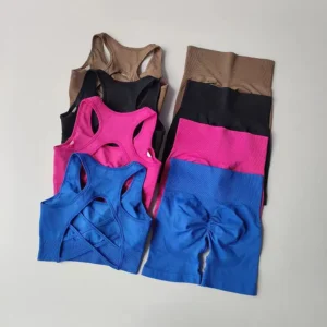 Seamless Yoga Set for Women, Sexy Sport Bra, High Waist Sports Shorts Suit , Gym Clothing, Fitness Bra Set, 2 PCS Shorts Suit