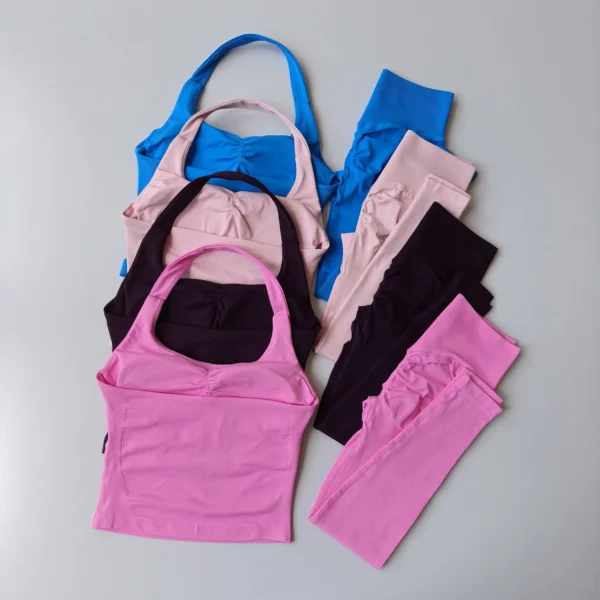 Sexy Halter Neck Beautiful Back High Waist Peach Sports Bras Leggings Suit Pilates Gathering Yoga Vest Training Fitness Bra Sets Sexy Halter Neck Beautiful Back High Waist Peach Sports Bras Leggings Suit Pilates Gathering Yoga Vest Training Fitness Bra Sets - Image 1