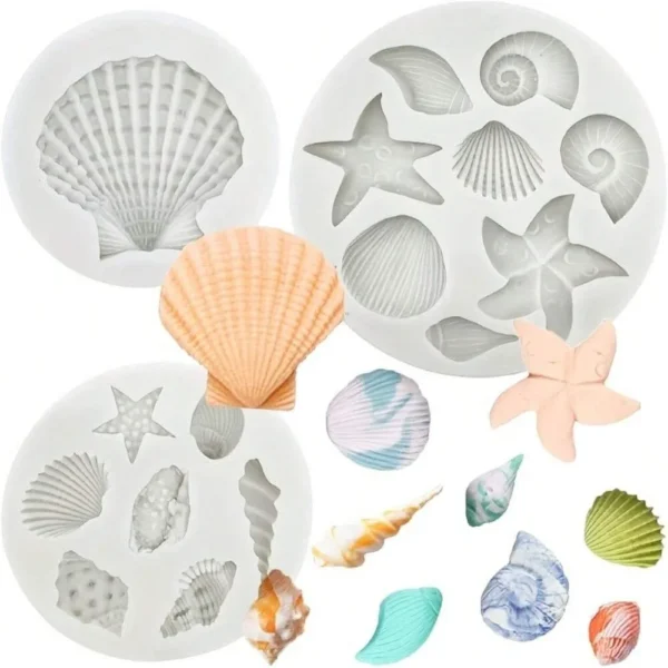 Silicone Shell Cake Mold, Conch Fondant & Chocolate Baking Mould Set, DIY Cake Decorating Tools for Cupcakes - Image 1