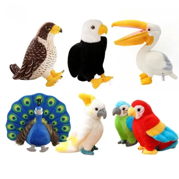Simulation Stuffed Animal Cute Birds Parrots Toucan Eagle Peacock Pigeon Plushies Toys Educational Gift Simulation Stuffed Animal Cute Birds Parrots Toucan Eagle Peacock Pigeon Plushies Toys Educational Gift - Image 1