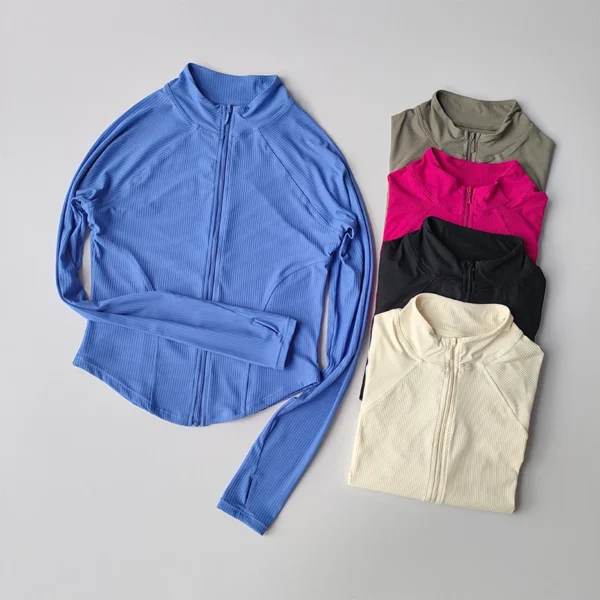 Slim Fit Sports Coat Shirts Jacket Quick Dry Elastic Yoga Fitness Women's Outdoor Tops Running Zipper Quick Dry Fall Clothing - Image 1
