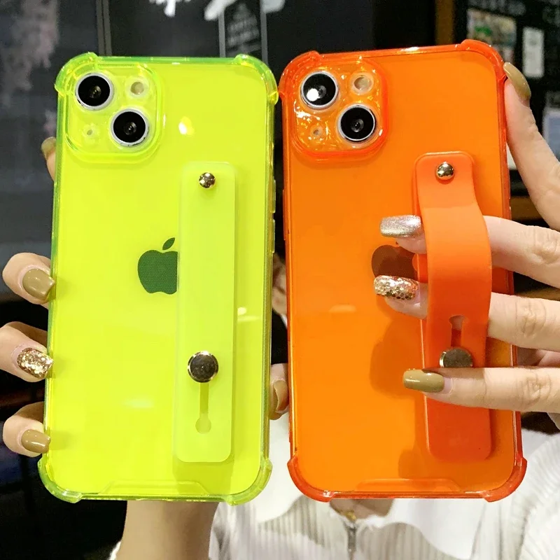 Soft Transparent Wrist Strap Phone Case For iPhone 11 12 13 14 15 16 Pro Max X XR Xs Max Plus Kickstand Bumper Cover Soft Transparent Wrist Strap Phone Case For iPhone 11 12 13 14 15 16 Pro Max X XR Xs Max Plus Kickstand Bumper Cover - Image 1