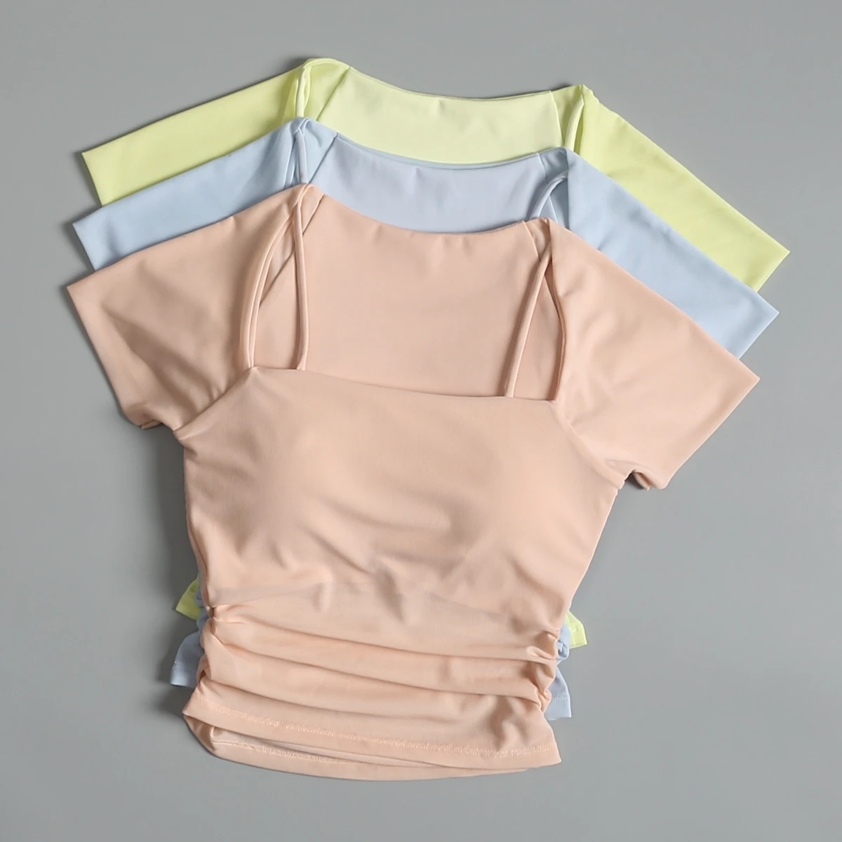 Sports Short-sleeved Summer Mesh Slimming Breathable Quick-drying Yoga Clothes Top with Chest Pad Running Training Fitness Suit Sports Short-sleeved Summer Mesh Slimming Breathable Quick-drying Yoga Clothes Top with Chest Pad Running Training Fitness Suit - Image 1