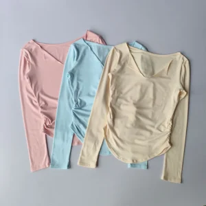 Sports Top Women's Autumn Slim Fit Small V-neck Quick Drying Yoga Clothes Running Fitness Pilates Long Sleeves Outwear T Shirts