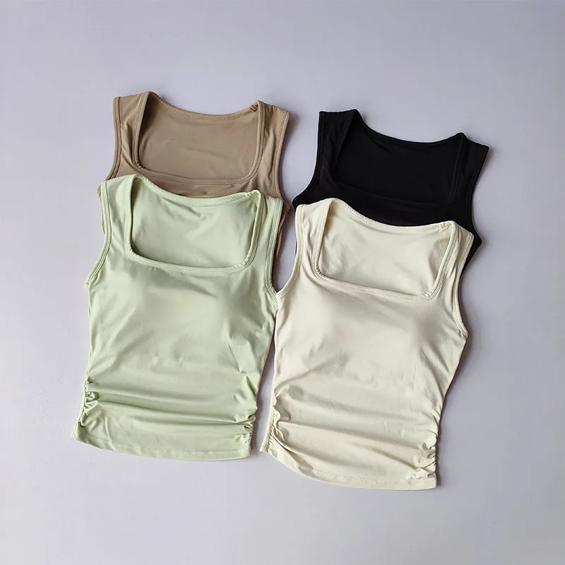 Square Collar Fixed One-piece Sports Vest for Women Running Breast Collection Cross Shaped Fitness Bra Pilates Yoga Suit Summer Square Collar Fixed One-piece Sports Vest for Women Running Breast Collection Cross Shaped Fitness Bra Pilates Yoga Suit Summer - Image 1
