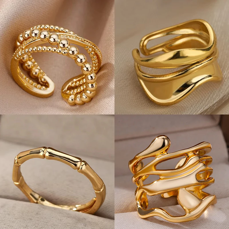 Stainless Steel Bamboo Joint Rings For Women Men Silver Color Open Adjustable Male Female Engagement Wedding Ring Jewelry Stainless Steel Bamboo Joint Rings For Women Men Silver Color Open Adjustable Male Female Engagement Wedding Ring Jewelry - Image 1